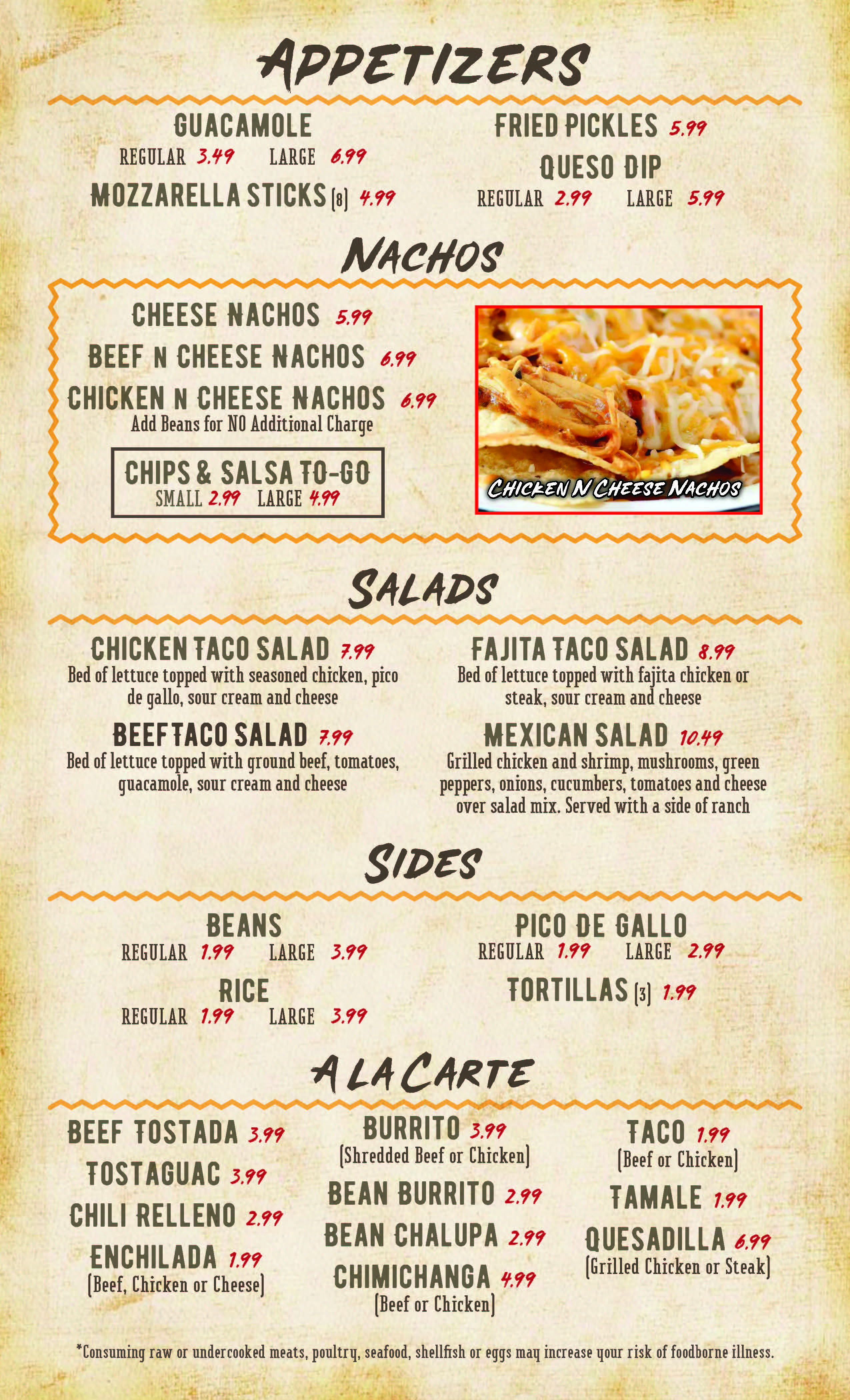 Menu mexican and homestyle cooking the rodeo in okmulgee