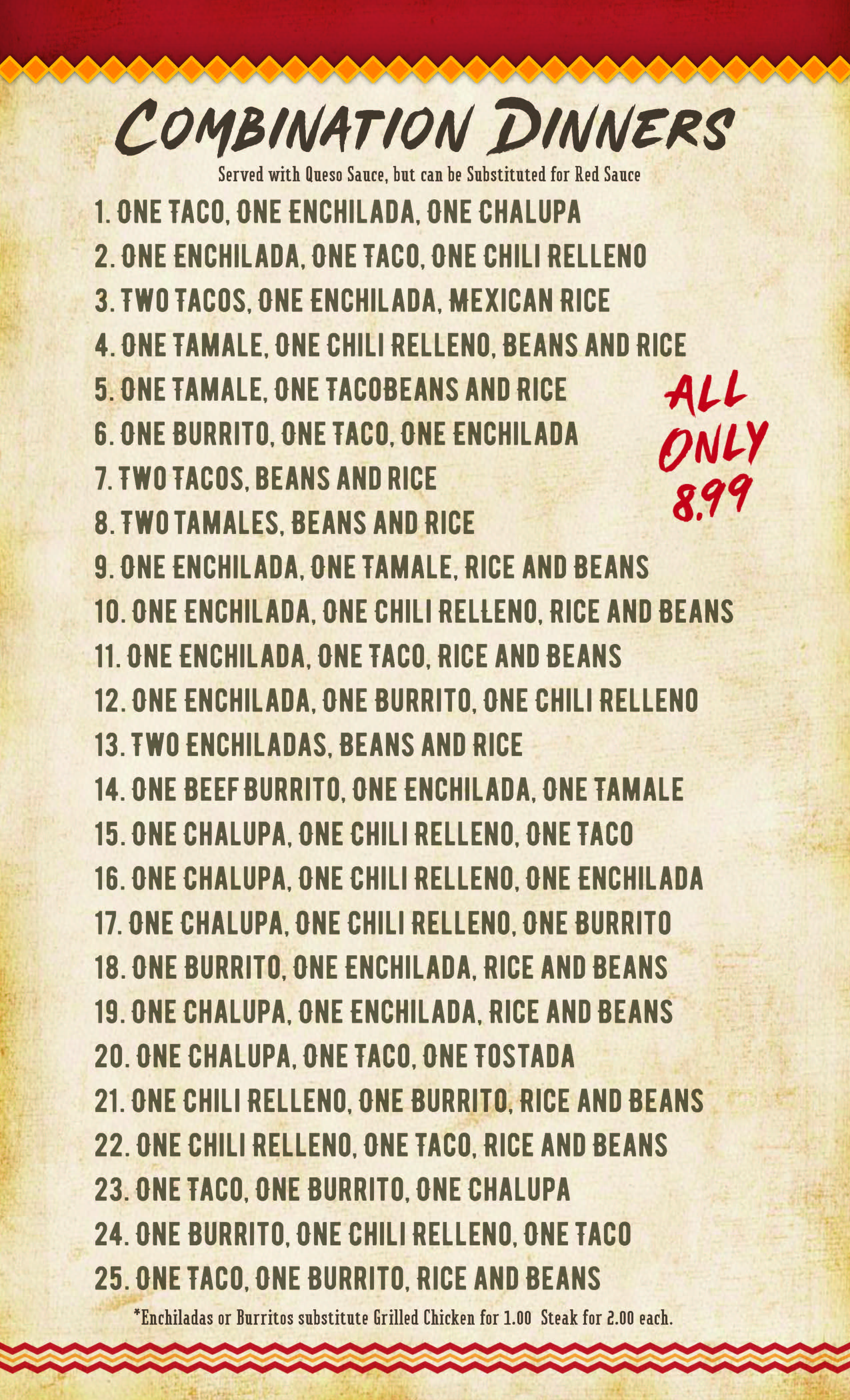 Menu mexican and homestyle cooking the rodeo in okmulgee